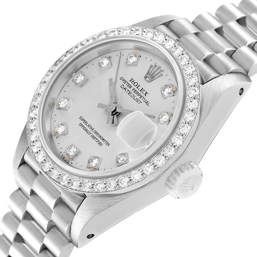 Rolex President Datejust 18k White Gold Diamond Ladies Watch 69139 For Sale 1