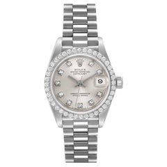 Rolex President Datejust 18k White Gold Diamond Ladies Watch 69139