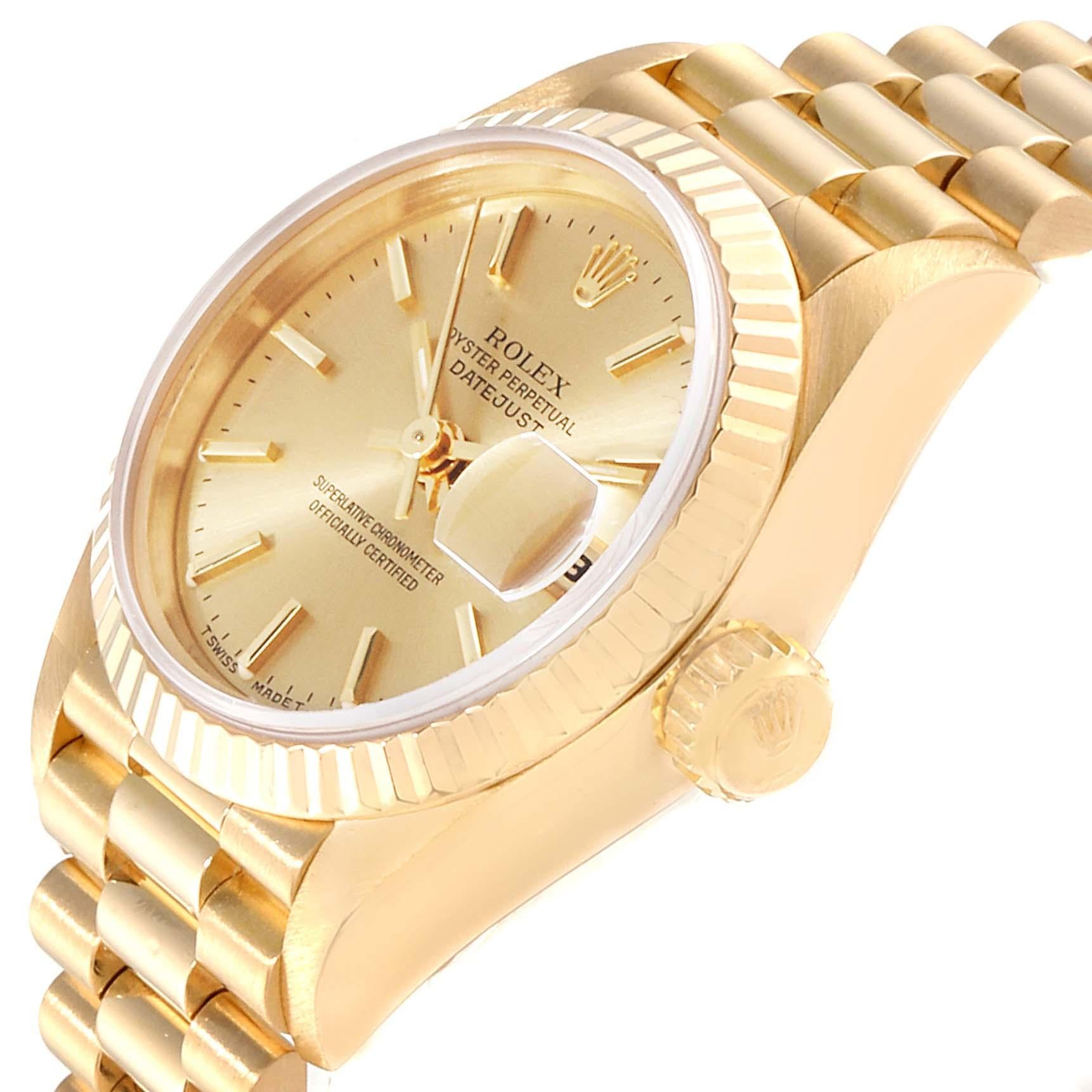 Rolex President Datejust 18 Karat Yellow Gold Ladies Watch 69178 1