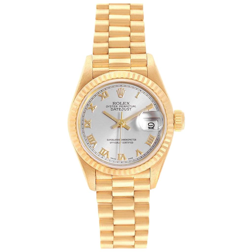 Rolex President Datejust 18 Karat Yellow Gold Ladies Watch 69178
