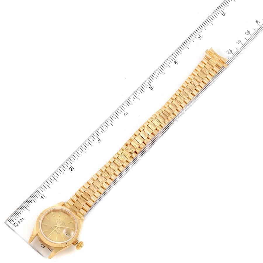Rolex President Datejust 18K Yellow Gold Bark Finish Ladies Watch 69278 3