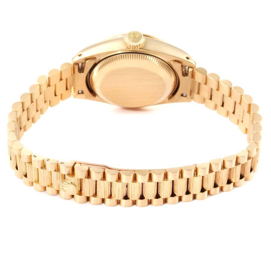 Rolex President Datejust 18K Yellow Gold Bark Finish Ladies Watch 69278 For Sale 5