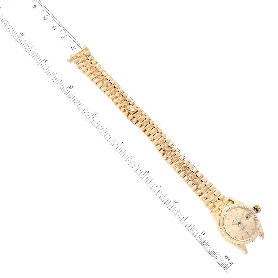 Rolex President Datejust 18K Gelbgold Bark Finish Uhr 69278 Papiere im Angebot 6