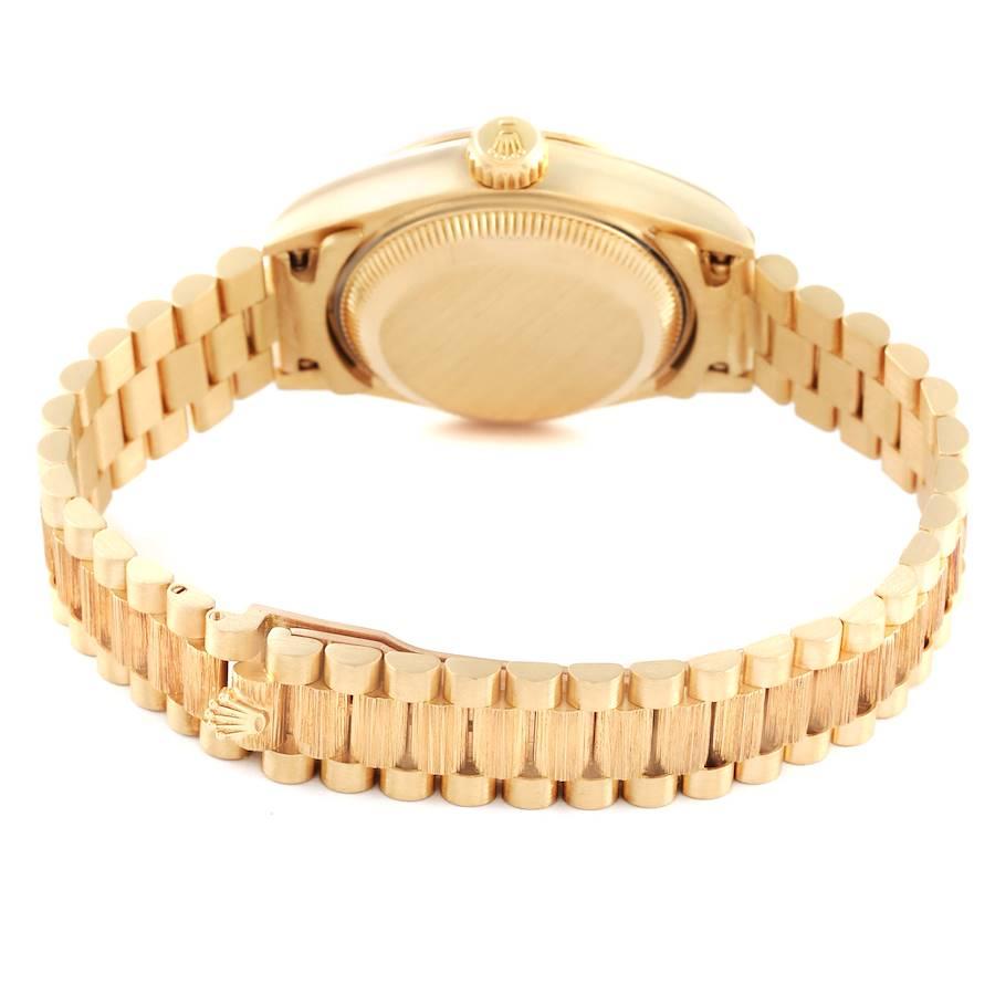 Rolex President Datejust 18K Gelbgold Bark Finish Uhr 69278 Papiere im Angebot 5