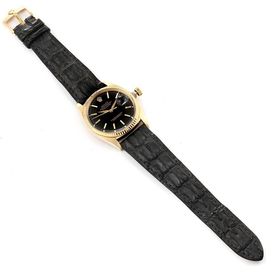 Rolex President Datejust 18k Yellow Gold Black Dial Vintage Mens Watch 1601 6