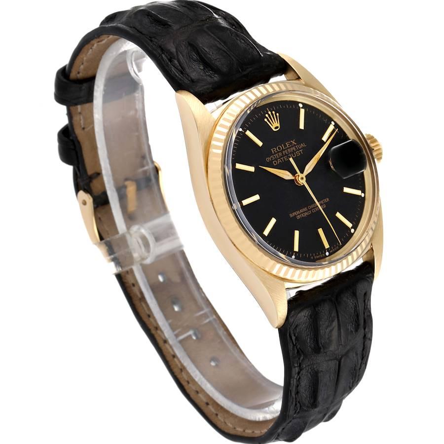 Men's Rolex President Datejust 18k Yellow Gold Black Dial Vintage Mens Watch 1601