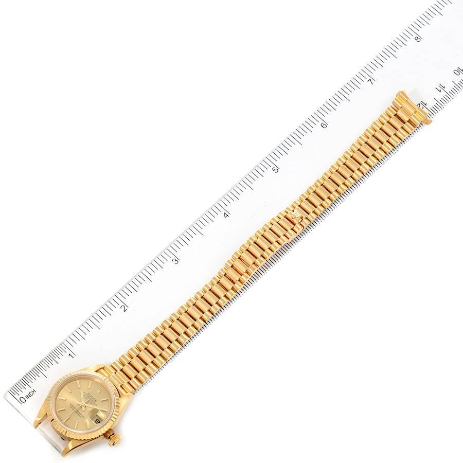 Rolex President Datejust 18K Yellow Gold Champagne Dial Ladies Watch 69178 For Sale 6