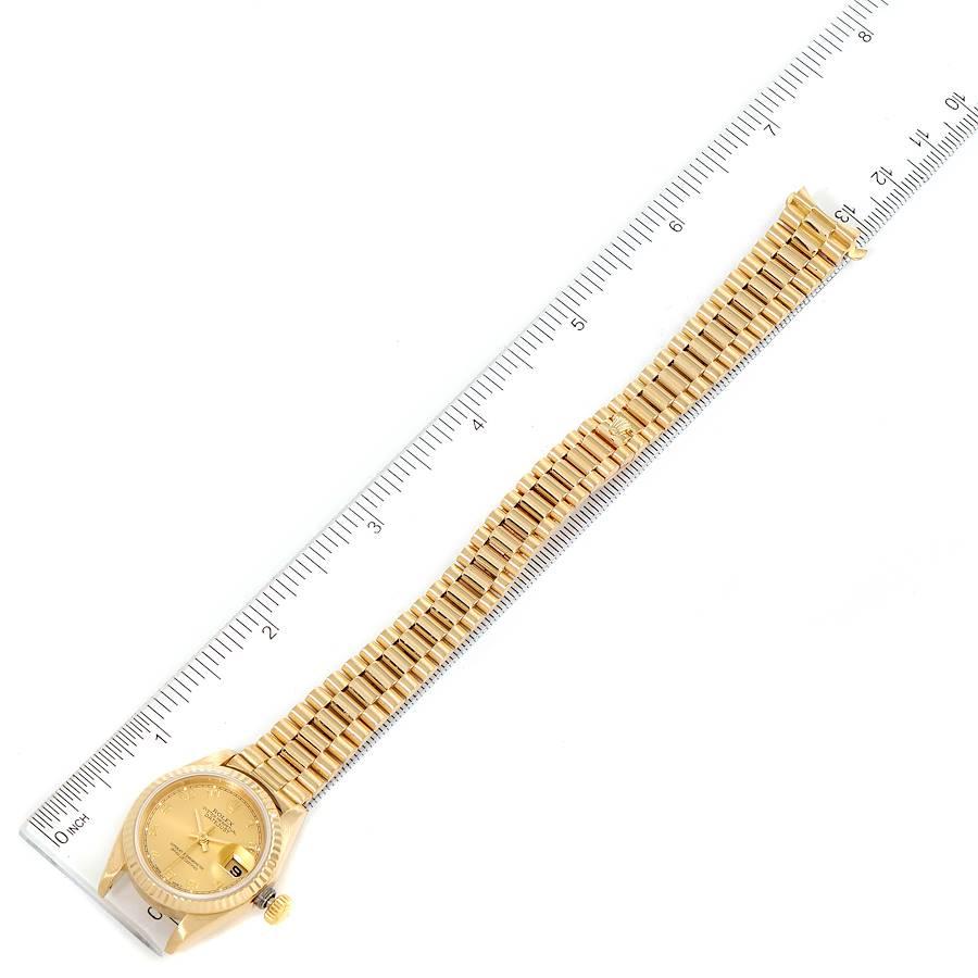Rolex President Datejust 18K Yellow Gold Champagne Dial Ladies Watch 69178 For Sale 3
