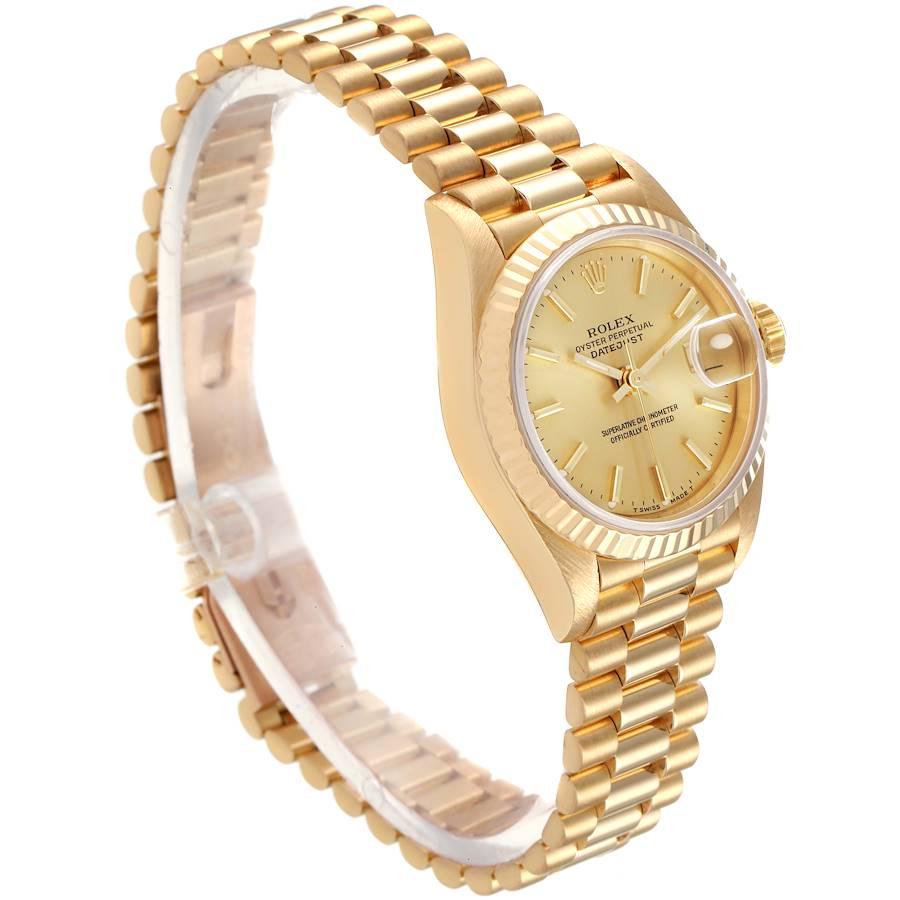 Rolex President Datejust 18K Yellow Gold Champagne Dial Ladies Watch 69178 In Good Condition For Sale In Atlanta, GA