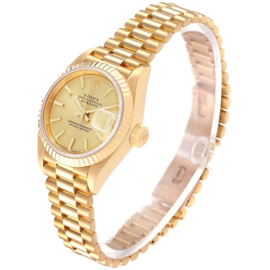 Women's Rolex President Datejust 18K Yellow Gold Champagne Dial Ladies Watch 69178 For Sale