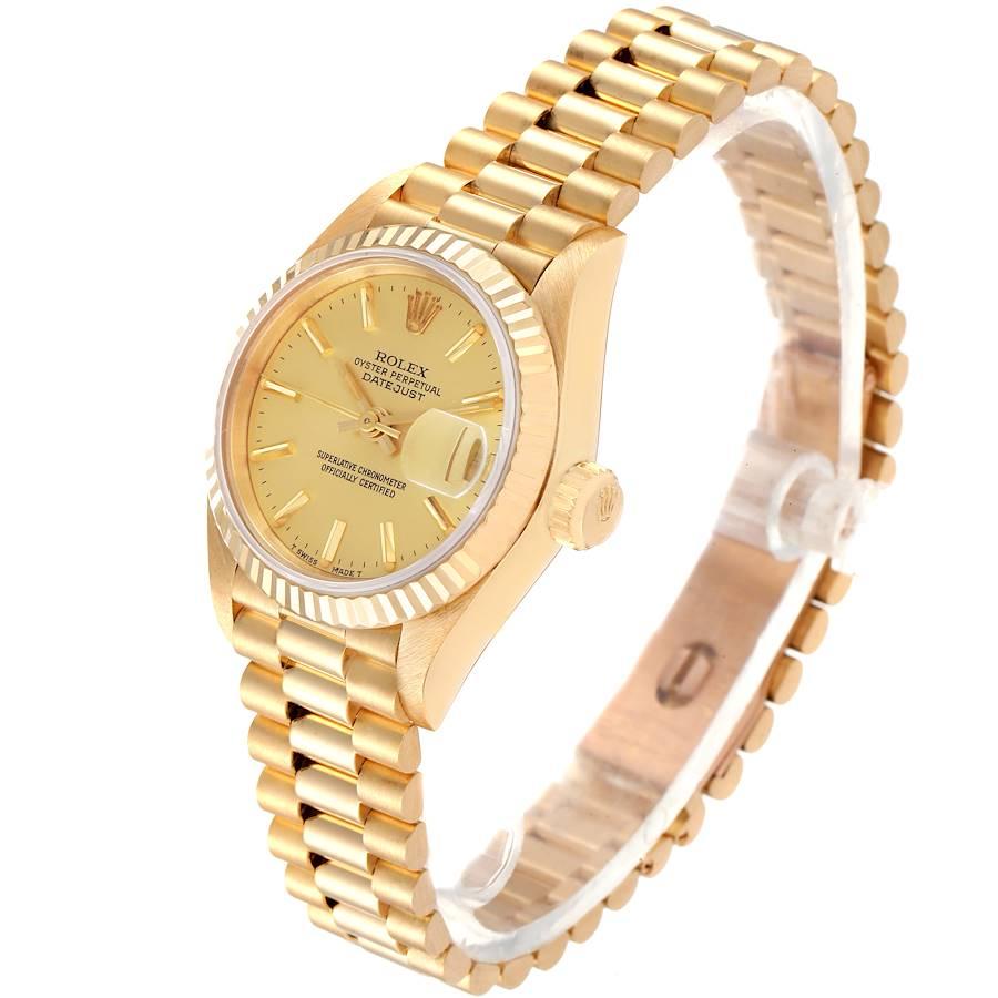 Women's Rolex President Datejust 18K Yellow Gold Champagne Dial Ladies Watch 69178 For Sale