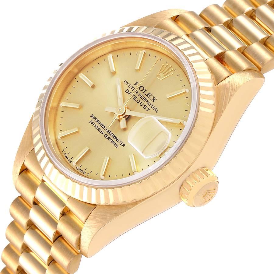 Rolex President Datejust 18K Yellow Gold Champagne Dial Ladies Watch 69178 For Sale 1