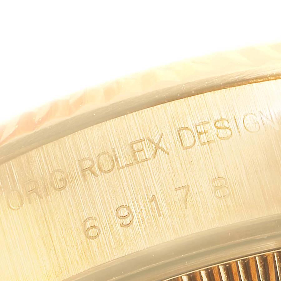Rolex President Datejust 18K Yellow Gold Champagne Dial Ladies Watch 69178 For Sale 2