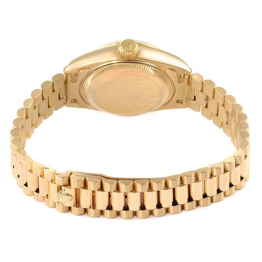Rolex President Datejust 18K Yellow Gold Champagne Dial Ladies Watch 69178 For Sale 2