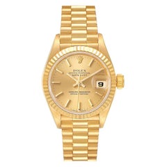 Rolex President Datejust Montre femme en or jaune 18 carats avec cadran champagne 69178