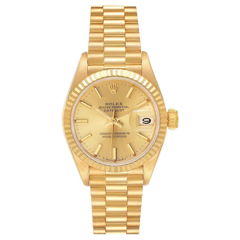 Rolex President Datejust 18K Yellow Gold Champagne Dial Ladies Watch 69178