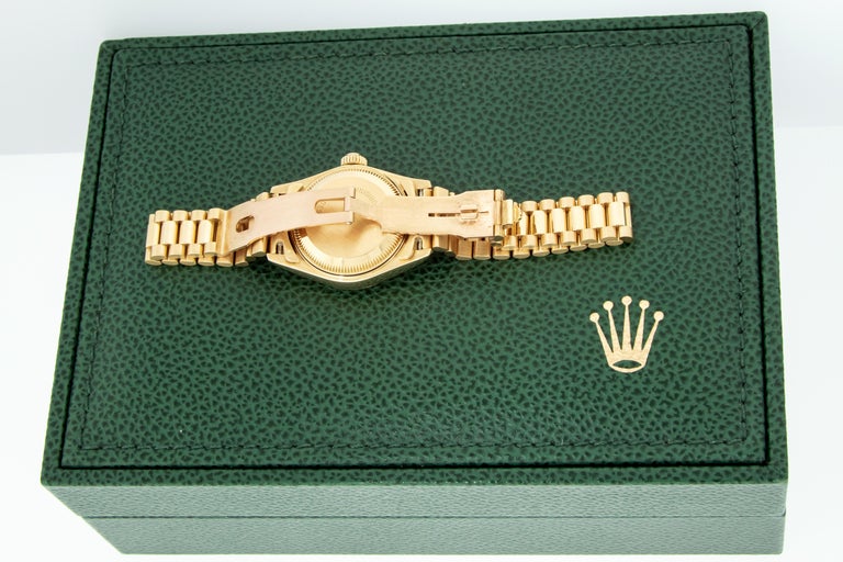 Rolex President Datejust 18K Yellow Gold Champagne Diamond Dial Lady Watch 69178 For Sale 5