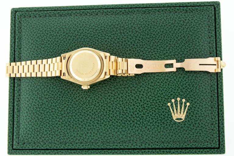 Rolex President Datejust 18K Yellow Gold Champagne Diamond Dial Lady Watch 69178 For Sale 6