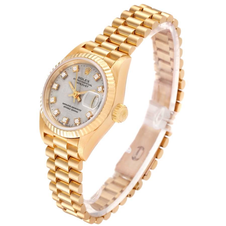 Women's Rolex President Datejust 18K Yellow Gold Diamond Ladies Watch 69178 For Sale