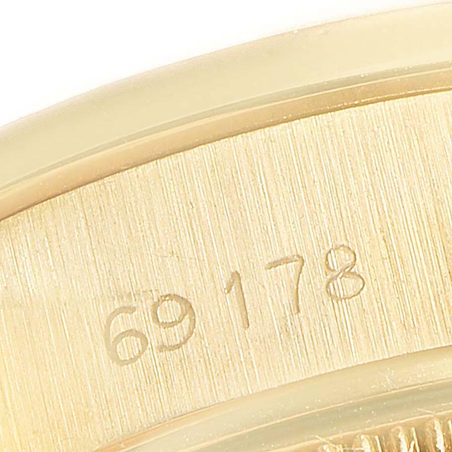 Rolex President Datejust 18k Yellow Gold Diamond Ladies Watch 69178 For Sale 2