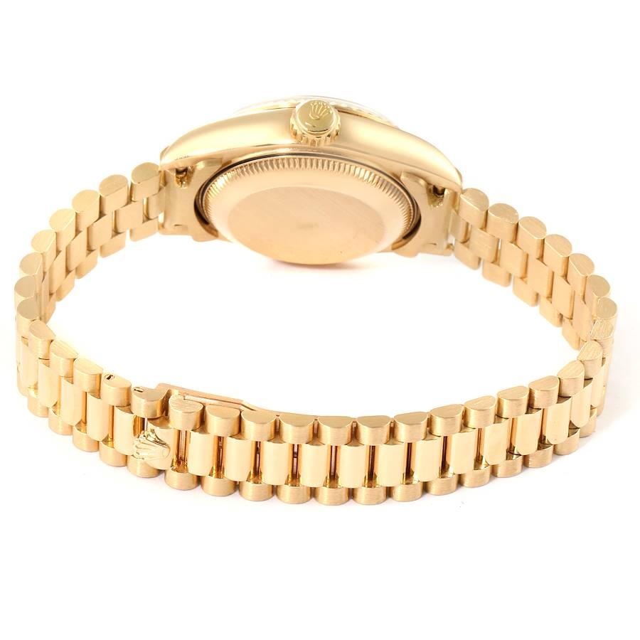 Rolex President Datejust 18K Yellow Gold Diamond Ladies Watch 69178 For Sale 5