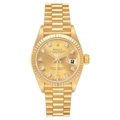 Rolex President Datejust 18k Yellow Gold Diamond Ladies Watch 69178