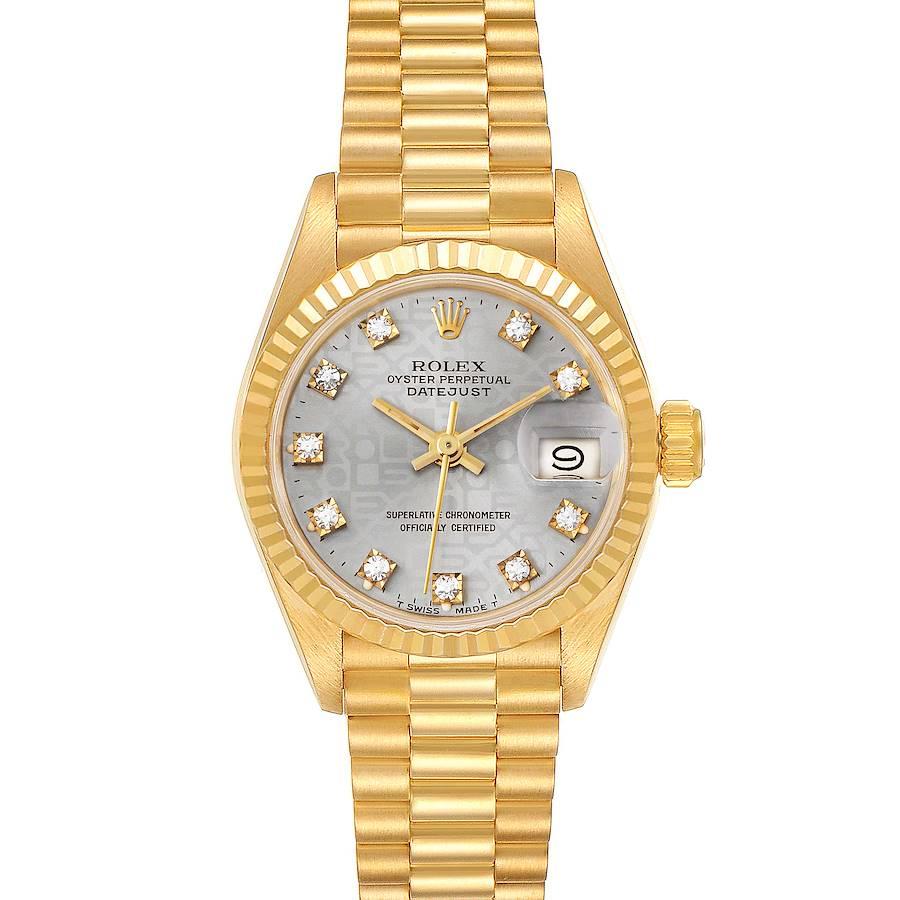 Rolex President Datejust 18K Yellow Gold Diamond Ladies Watch 69178 For Sale