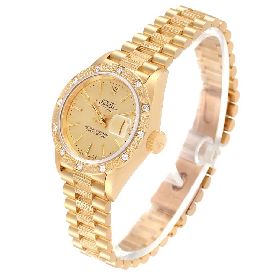 Women's Rolex President Datejust 18k Yellow Gold Diamond Ladies Watch 69288