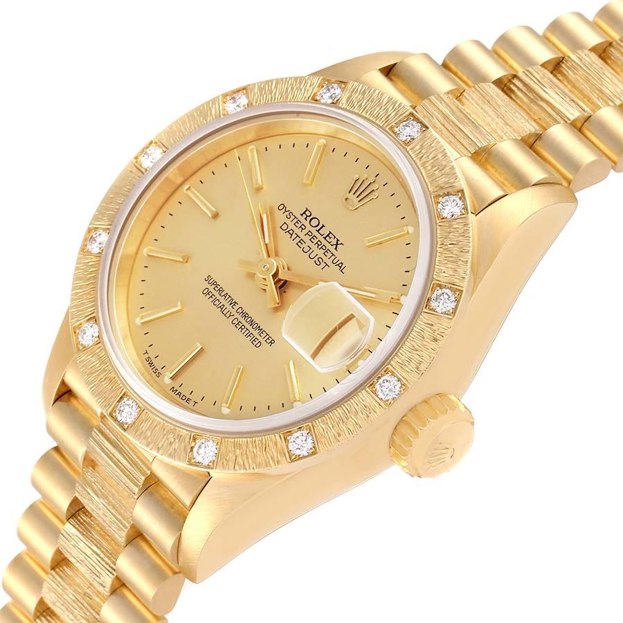 Rolex President Datejust 18k Yellow Gold Diamond Ladies Watch 69288 1