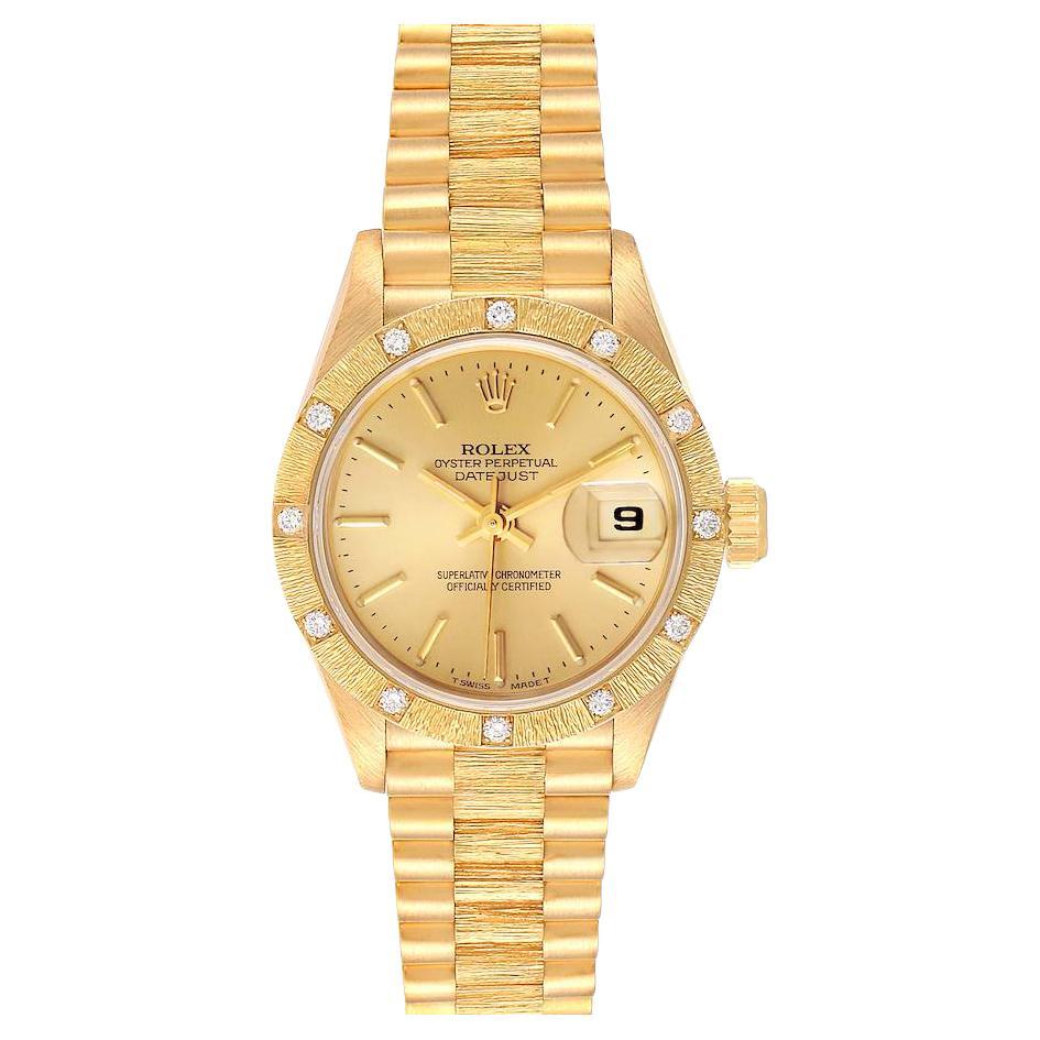 Rolex Montre President Datejust en or jaune 18 carats et diamants, pour femmes 69288 en vente
