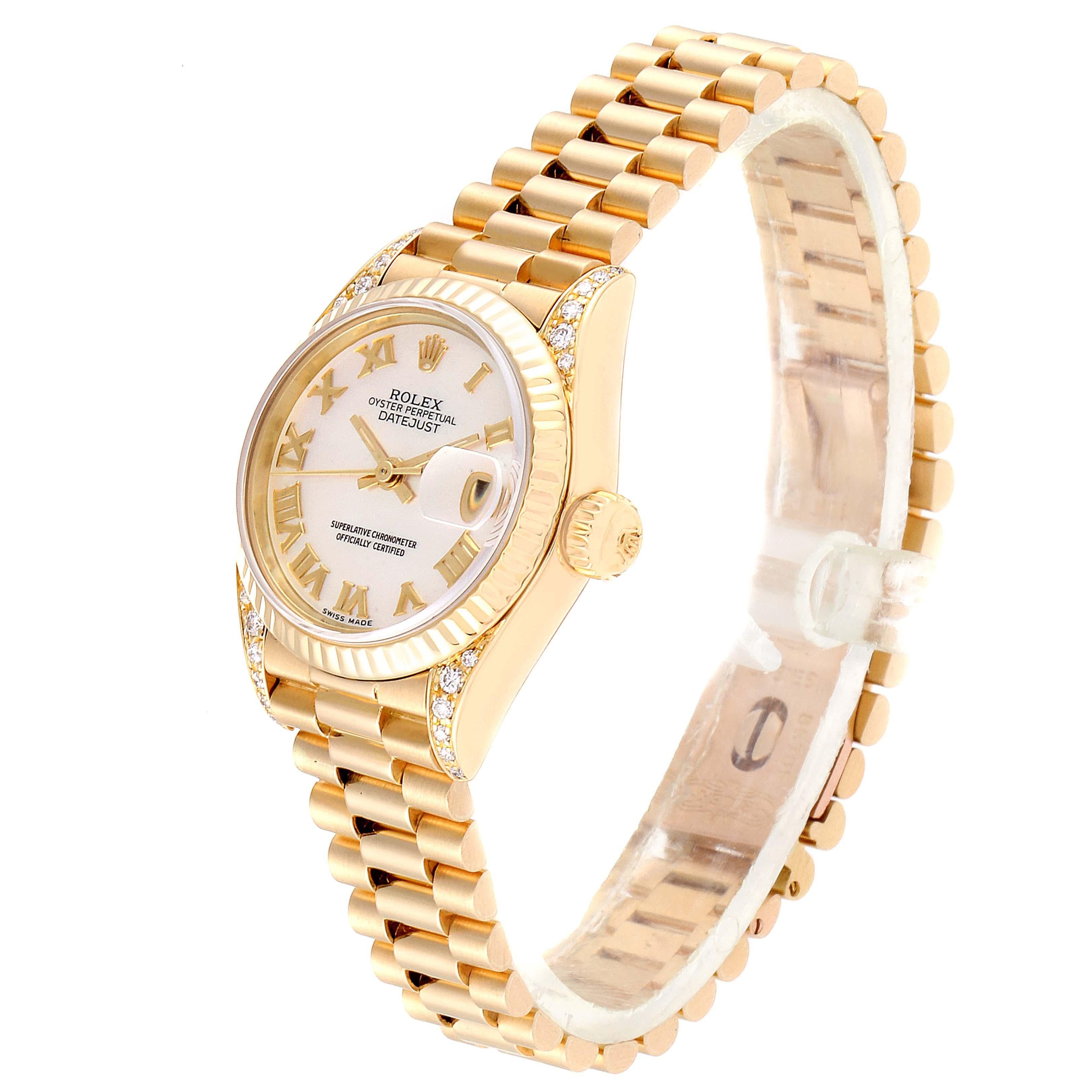 Women's Rolex President Datejust 18 Karat Yellow Gold Diamond Watch 69188
