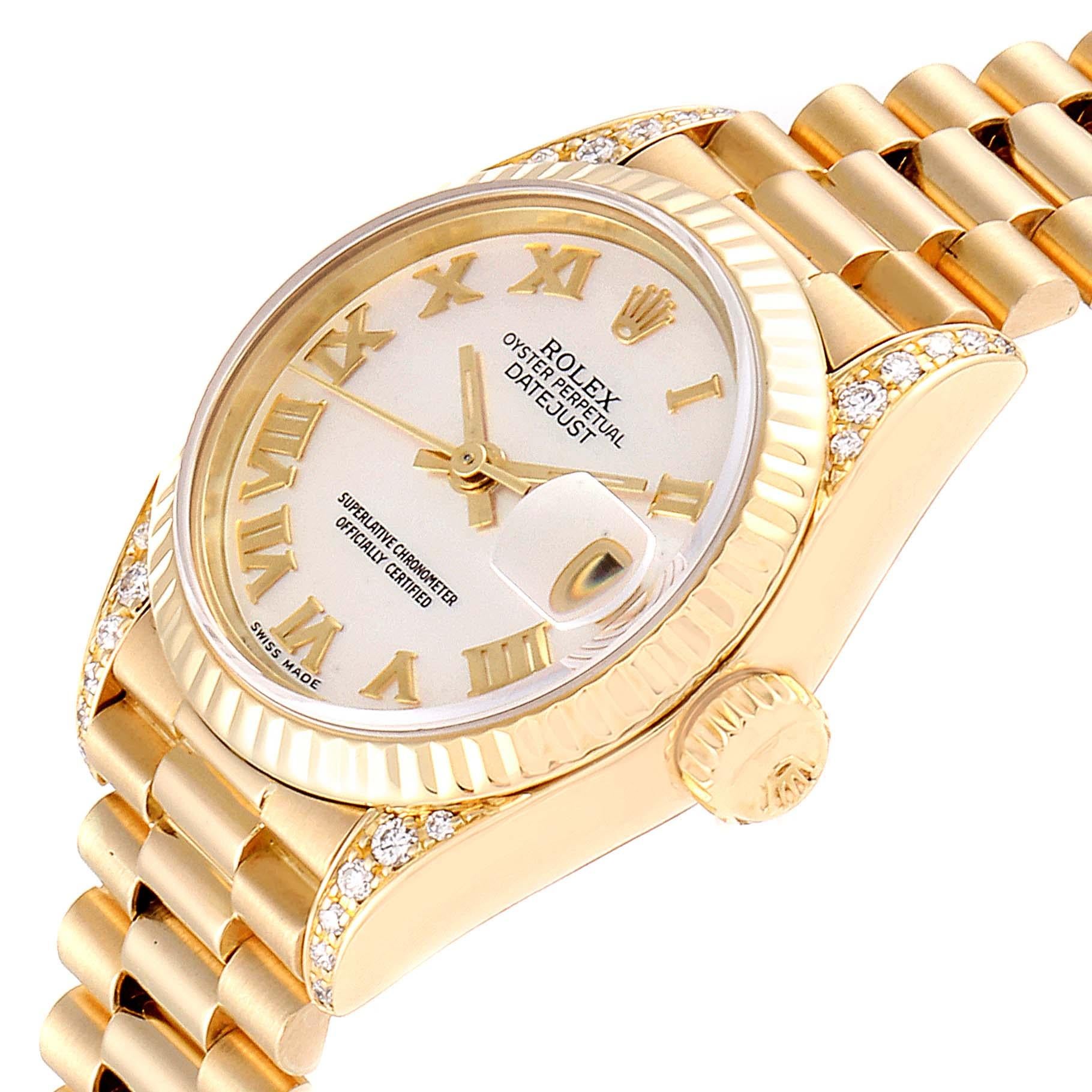 Rolex President Datejust 18 Karat Yellow Gold Diamond Watch 69188 1
