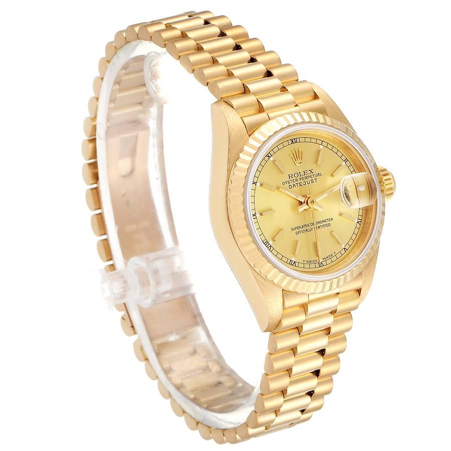 Rolex President Datejust 18 Karat Yellow Gold Ladies Watch 69178 In Excellent Condition In Atlanta, GA