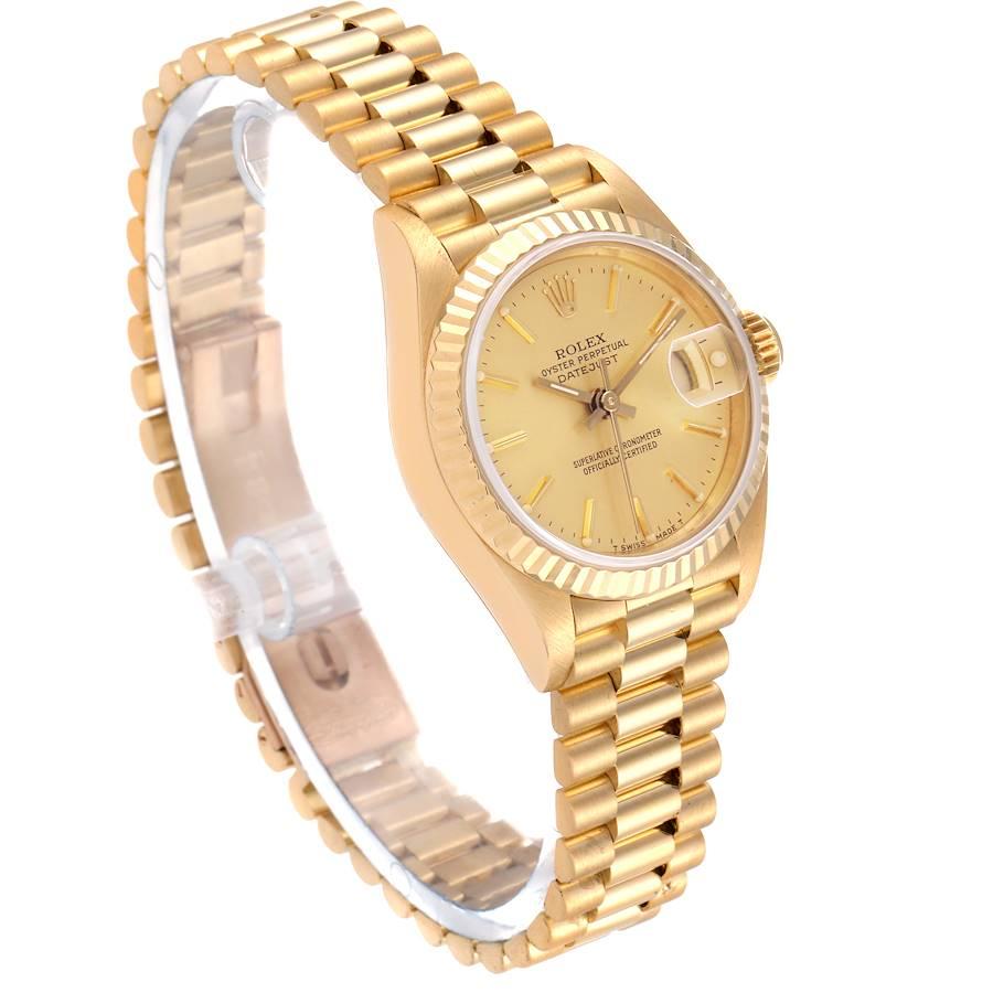 Rolex President Datejust 18 Karat Yellow Gold Ladies Watch 69178 In Excellent Condition For Sale In Atlanta, GA