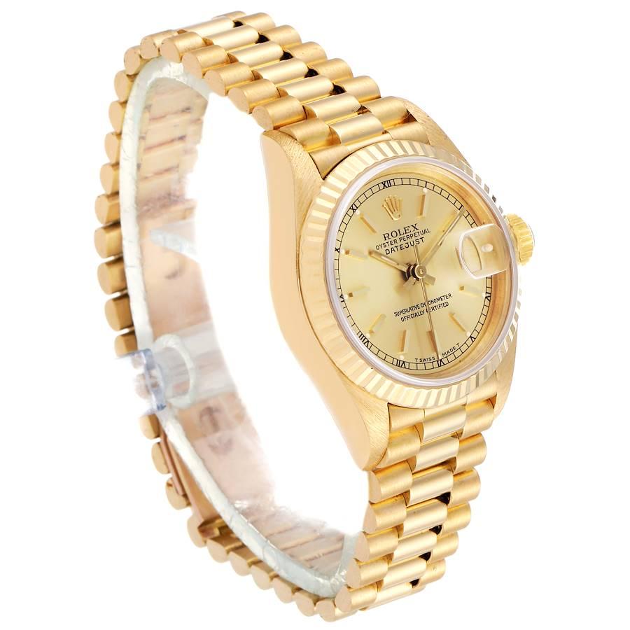 Rolex President Datejust 18k Yellow Gold Ladies Watch 69178 In Good Condition In Atlanta, GA
