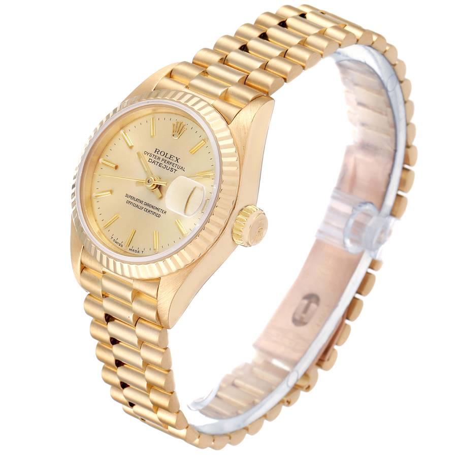 Women's Rolex President Datejust 18 Karat Yellow Gold Ladies Watch 69178 For Sale