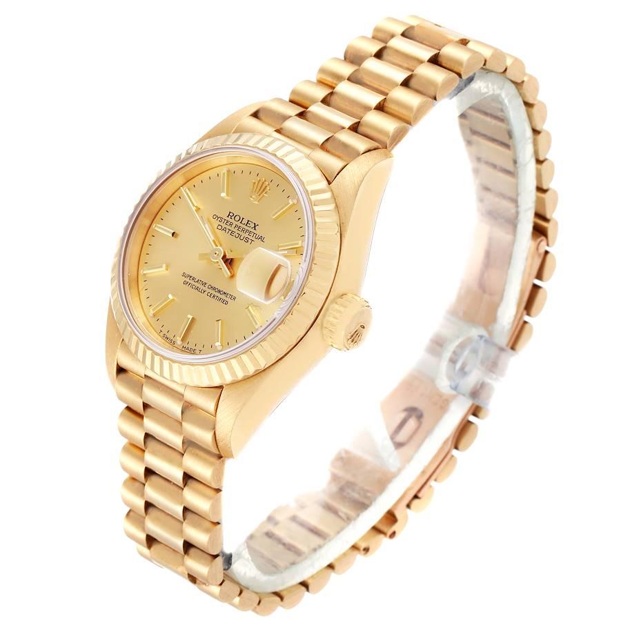 Women's Rolex President Datejust 18K Yellow Gold Ladies Watch 69178 For Sale
