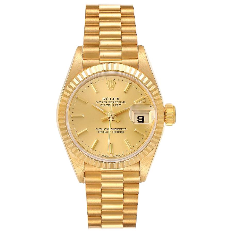 Rolex President Datejust 18K Yellow Gold Ladies Watch 69178 For Sale