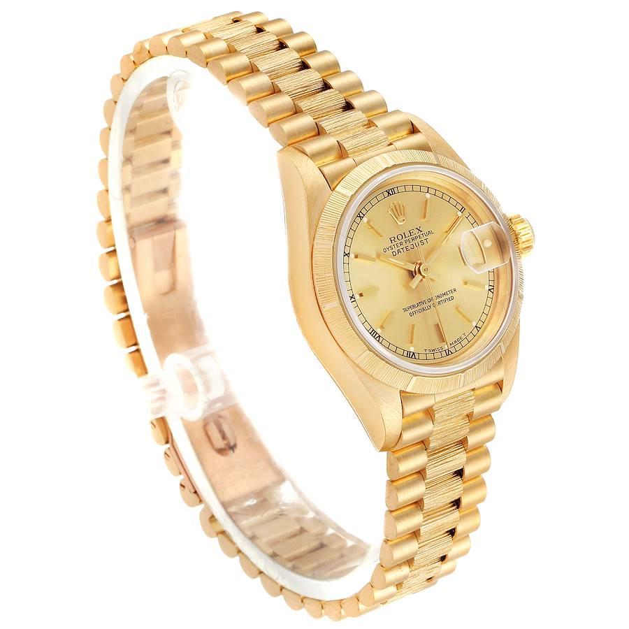 Rolex President Datejust 18 Karat Yellow Gold Ladies Watch 69278 In Excellent Condition For Sale In Atlanta, GA