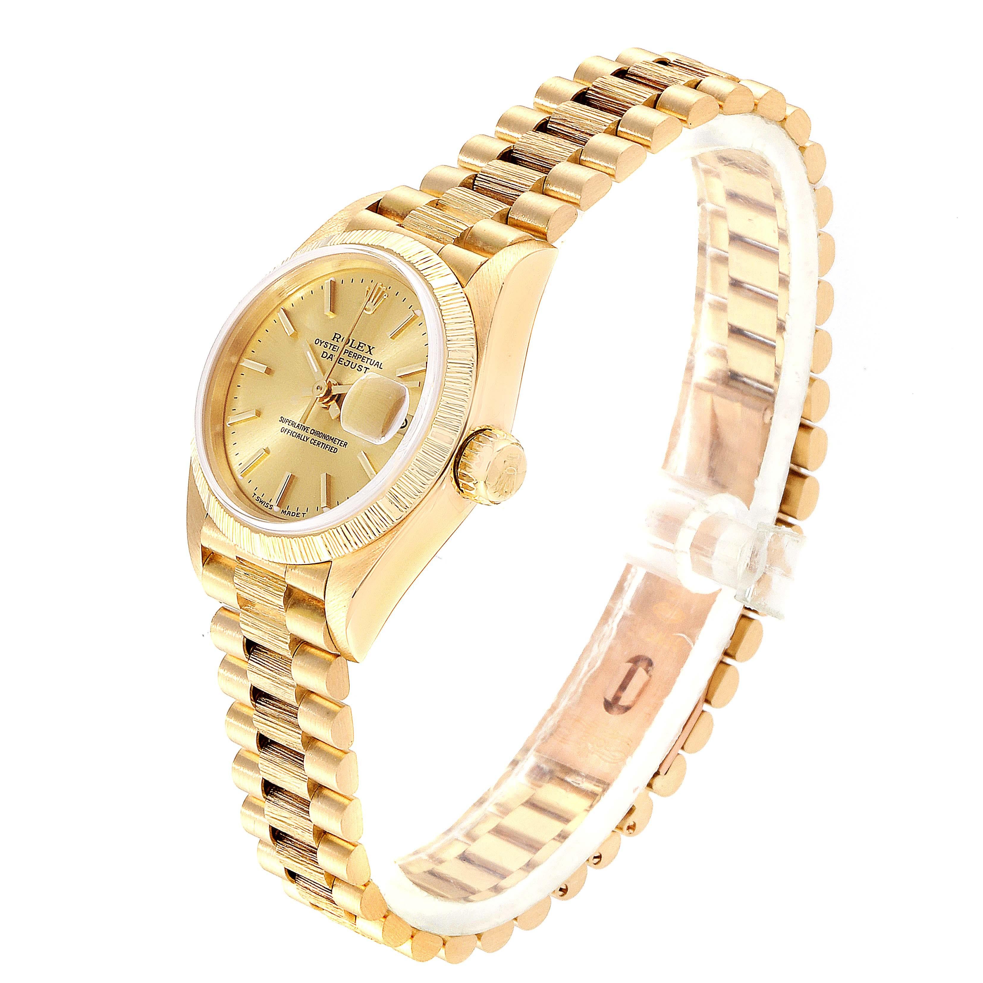 Women's Rolex President Datejust 18 Karat Yellow Gold Ladies Watch 69278 For Sale