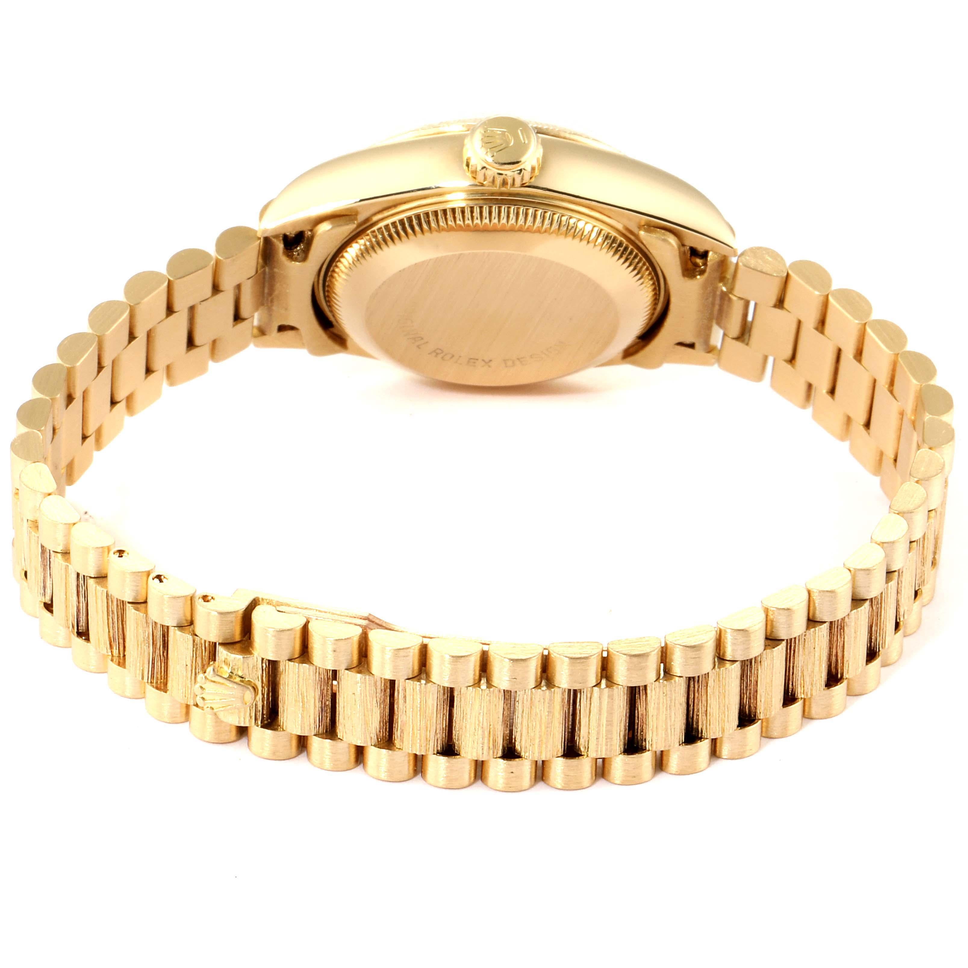 Rolex President Datejust 18 Karat Yellow Gold Ladies Watch 69278 For Sale 4
