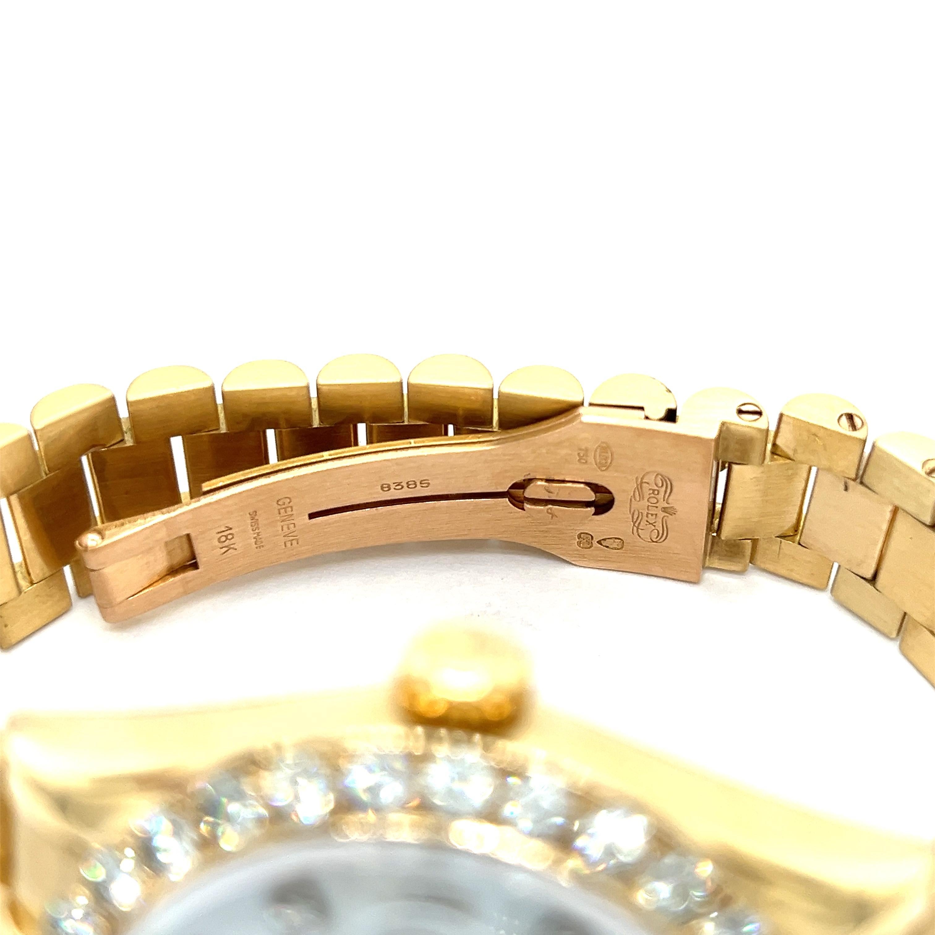 Rolex President Datejust 18K Yellow Gold MOP Diamond Dial Diamond Bezel 36mm In Excellent Condition In Delray Beach, FL