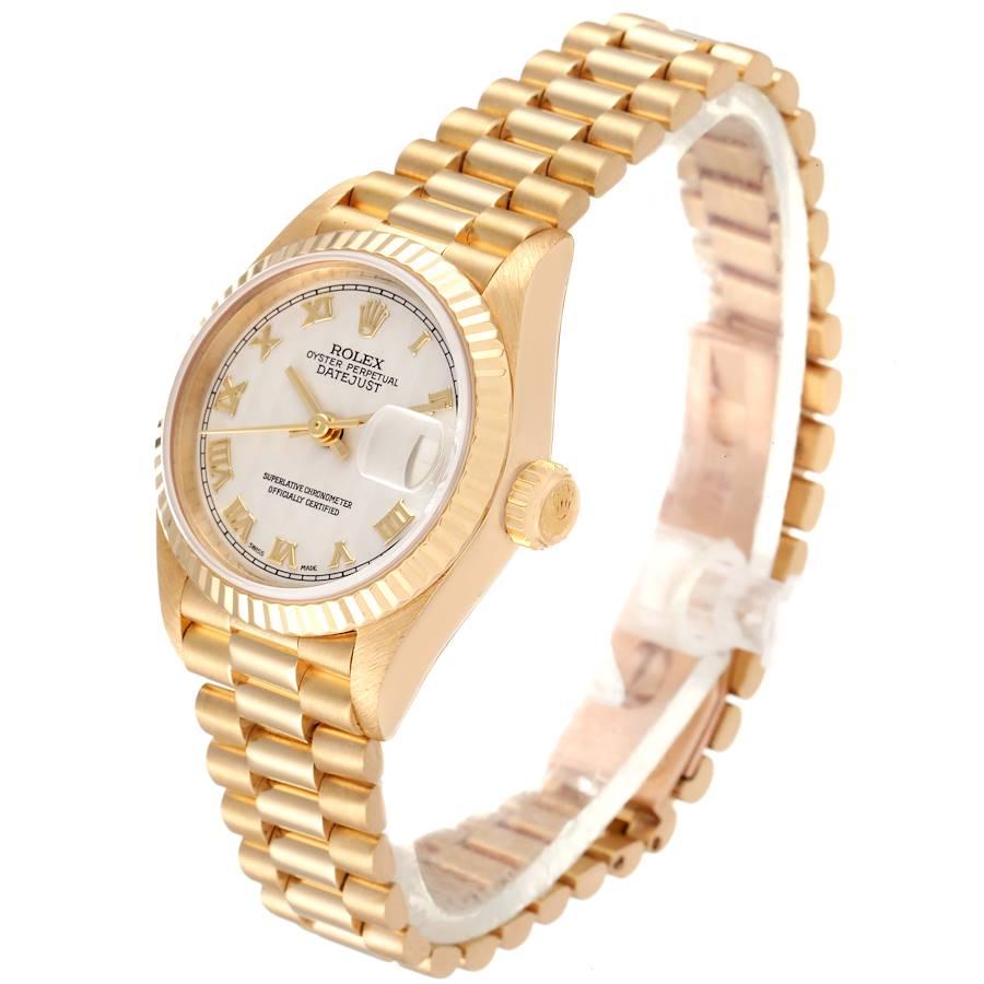 Women's Rolex President Datejust 18K Yellow Gold Pyramid Ladies Watch 69178 For Sale