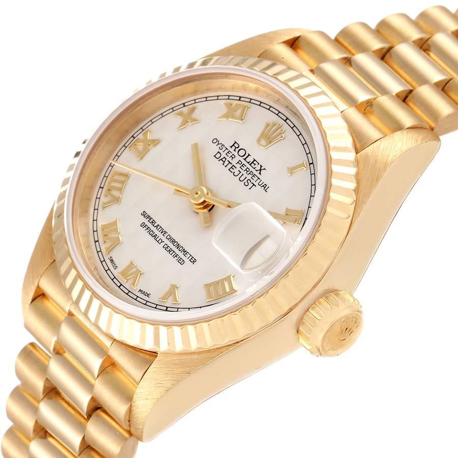 Rolex President Datejust 18K Yellow Gold Pyramid Ladies Watch 69178 For Sale 1