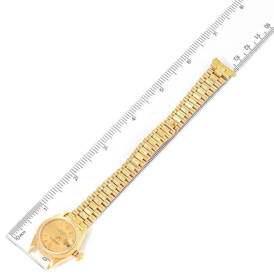 Rolex Präsident Datejust 18K Gelbgold Tapestry Zifferblatt Damenuhr 69178 im Angebot 7