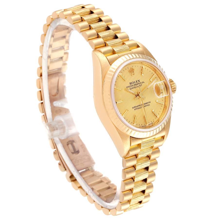 Rolex Präsident Datejust 18K Gelbgold Tapestry Zifferblatt Damenuhr 69178 im Zustand „Gut“ im Angebot in Atlanta, GA
