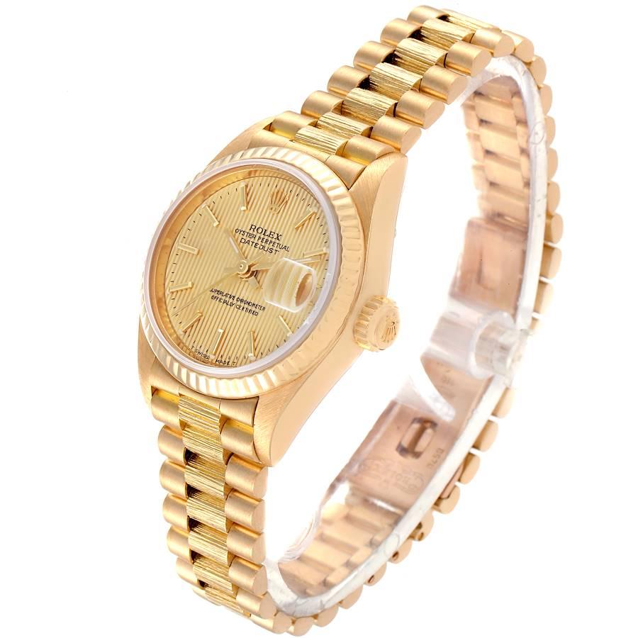 Rolex Präsident Datejust 18K Gelbgold Tapestry Zifferblatt Damenuhr 69178 im Angebot 1