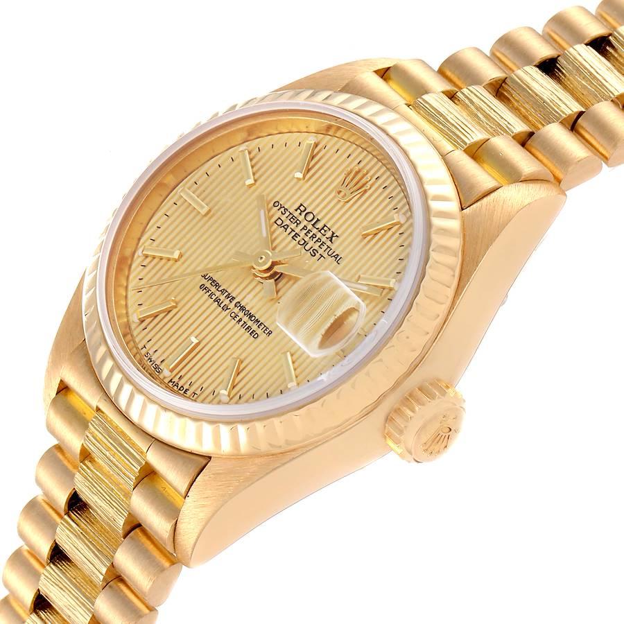 Rolex Präsident Datejust 18K Gelbgold Tapestry Zifferblatt Damenuhr 69178 im Angebot 2