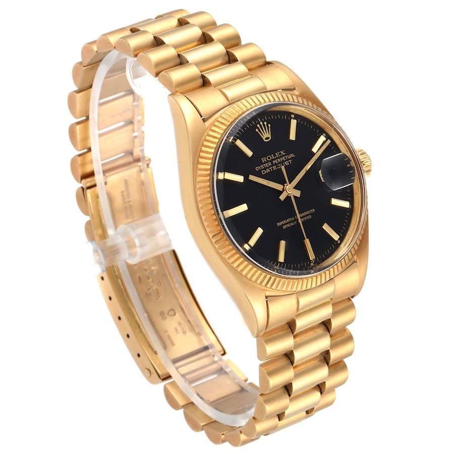 Rolex President Datejust 18k Yellow Gold Vintage Men's Watch 1601 In Good Condition For Sale In Atlanta, GA