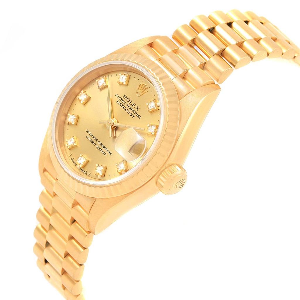 Women's Rolex President Datejust 26 Diamond Dial Yellow Gold Ladies Watch 69178